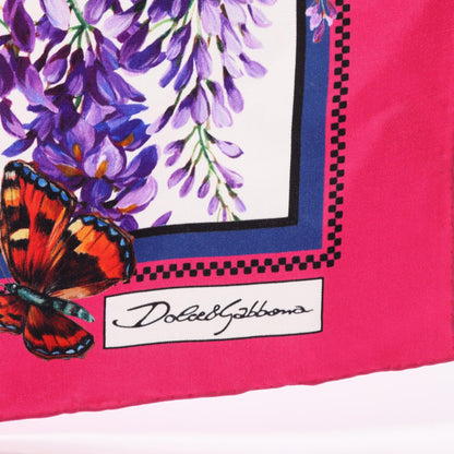 DOLCE & GABBANA Silk Floral Pink Multi Scarf