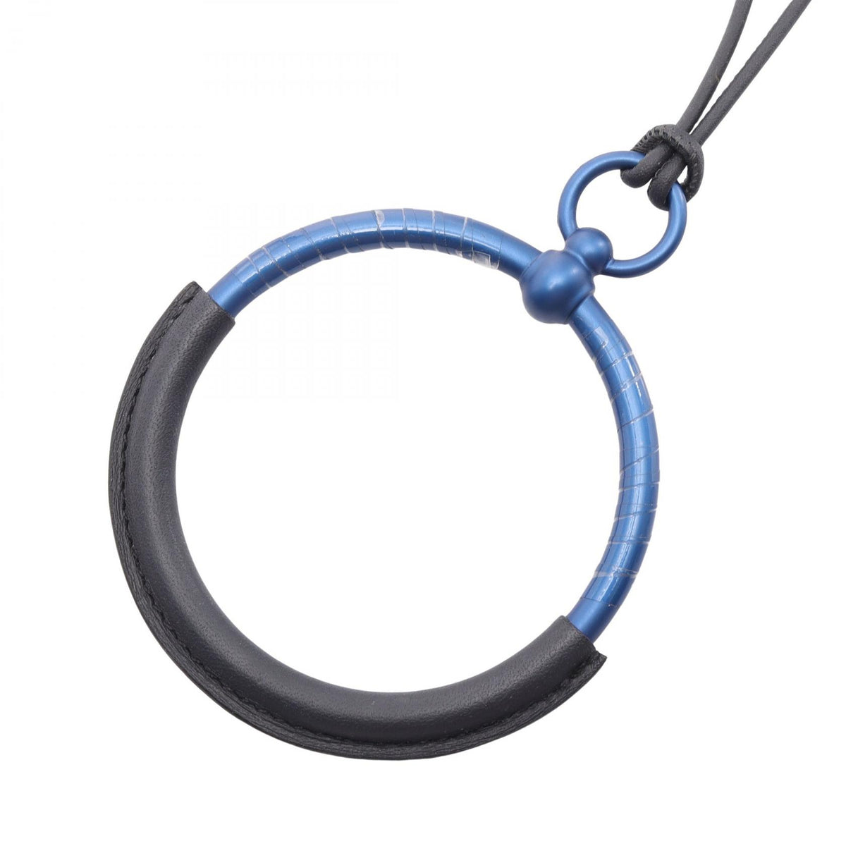 HERMES Loop Grand Leather Metal Necklace