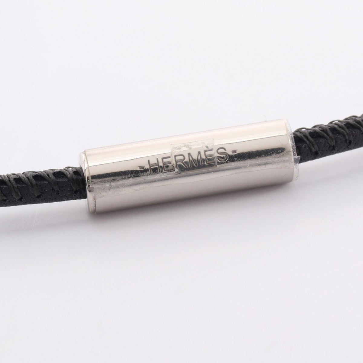 HERMES Loop Grand Leather Metal Necklace