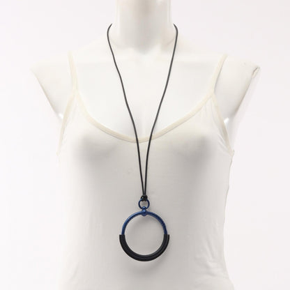 HERMES Loop Grand Leather Metal Necklace