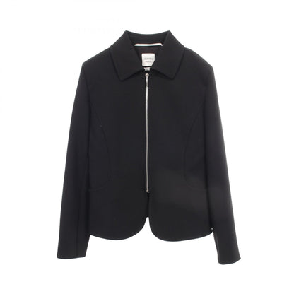HERMES Wool Nylon Zip Jacket Black Size 40