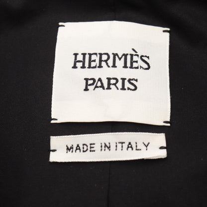 HERMES Wool Nylon Zip Jacket Black Size 40