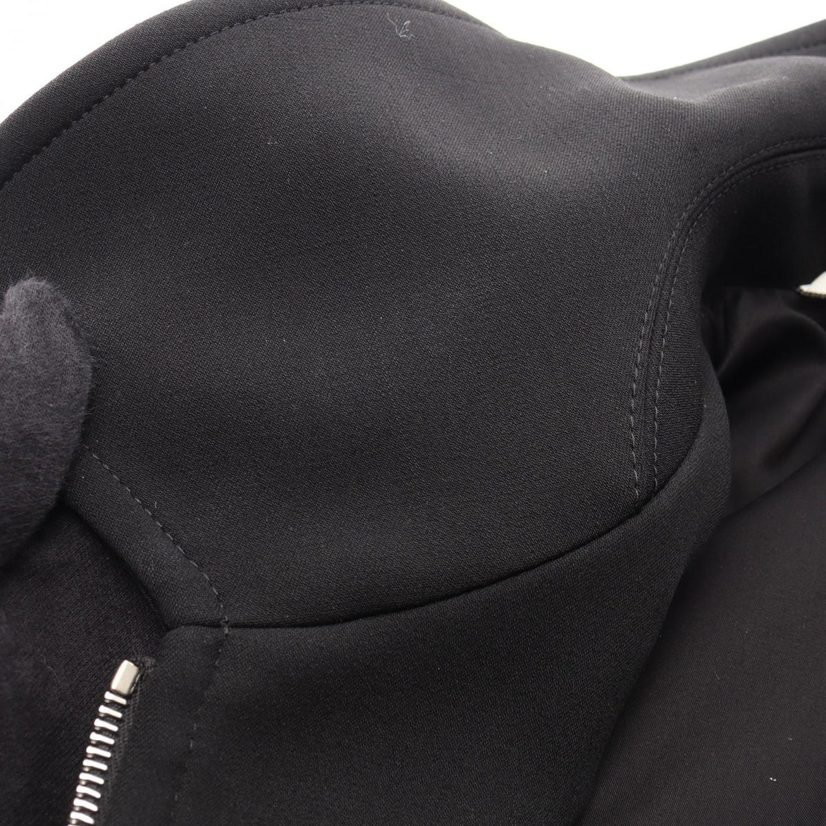 HERMES Wool Nylon Zip Jacket Black Size 40