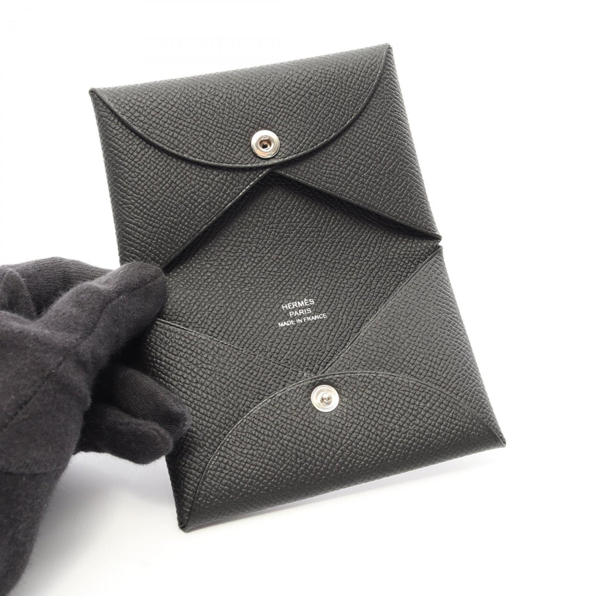 HERMES Calvi Coin Case Black Veau Epsom