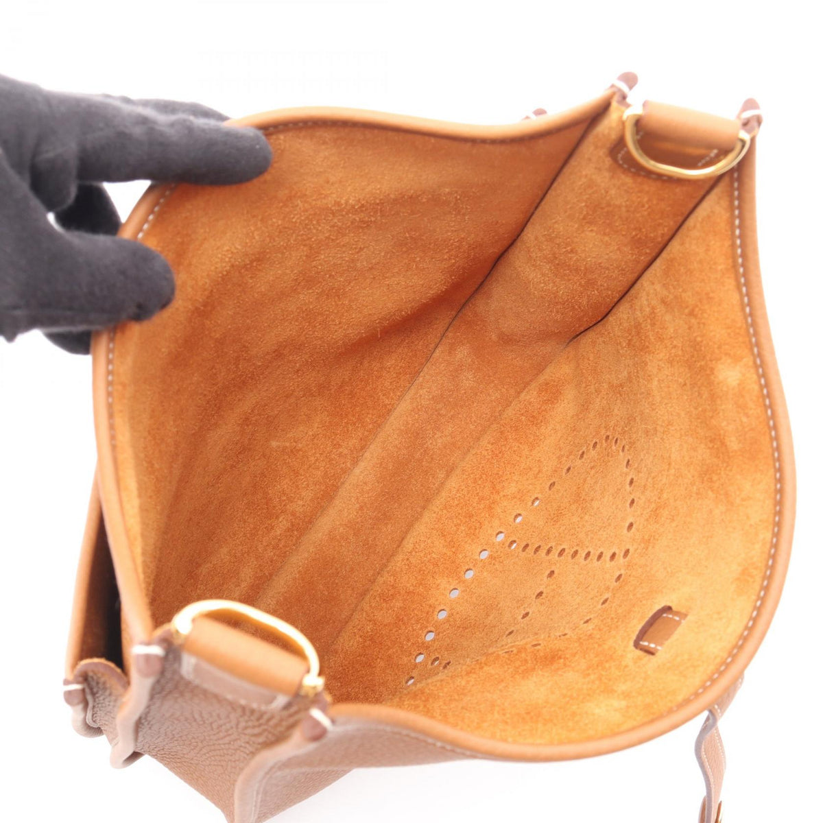 HERMES Evelyne 3 Trois PM Gold Bag Brown