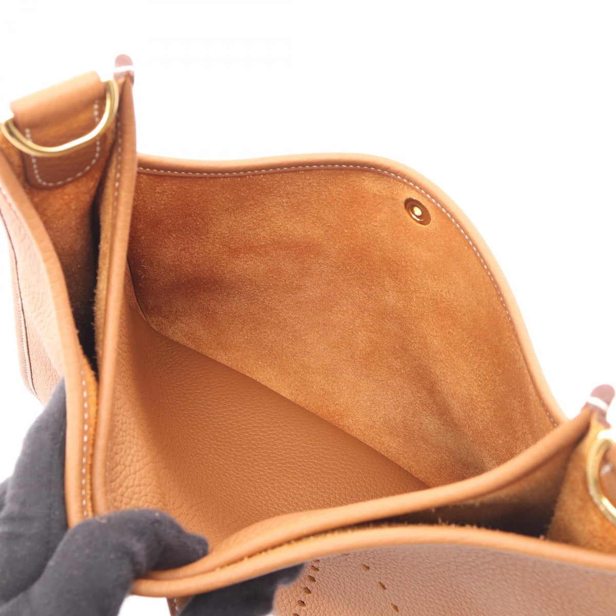 HERMES Evelyne 3 Trois PM Gold Bag Brown