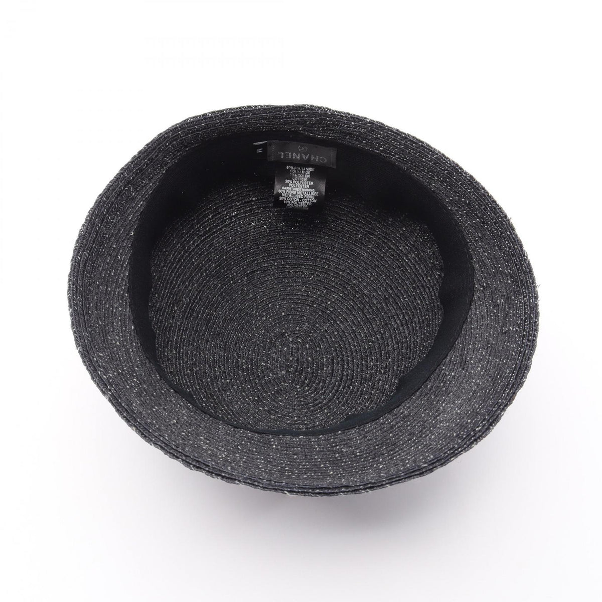 CHANEL Nylon Cloche Bob Hat Black Size M