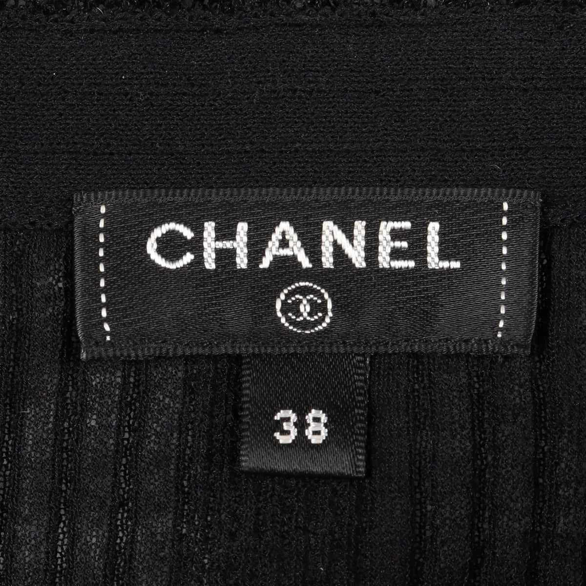 CHANEL Coco Mark Button Frill Knit Blouse Size 38