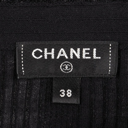 CHANEL Coco Mark Button Frill Knit Blouse Size 38