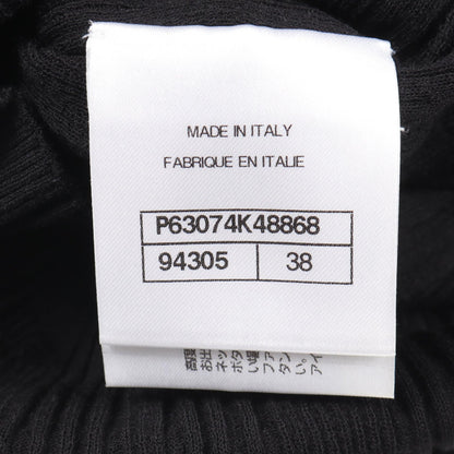 CHANEL Coco Mark Button Frill Knit Blouse Size 38