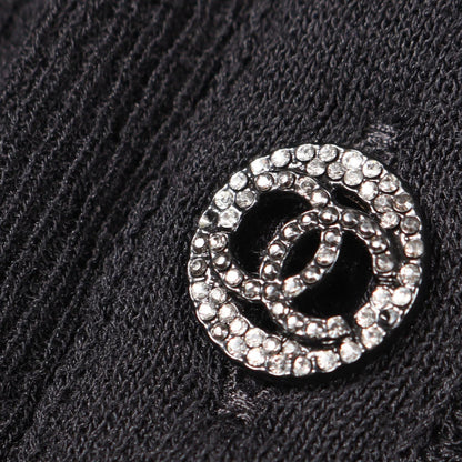 CHANEL Coco Mark Button Frill Knit Blouse Size 38