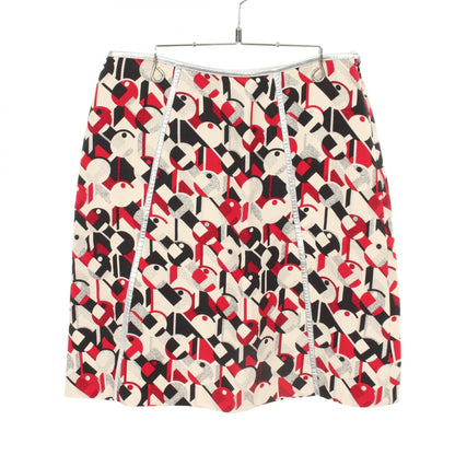 PRADA Rayon Graphic Print Skirt Beige Size 42