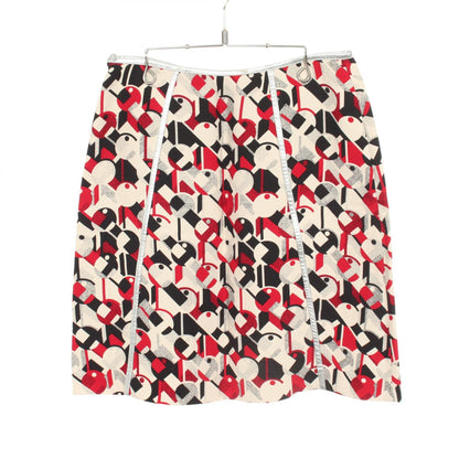 PRADA Rayon Graphic Print Skirt Beige Size 42
