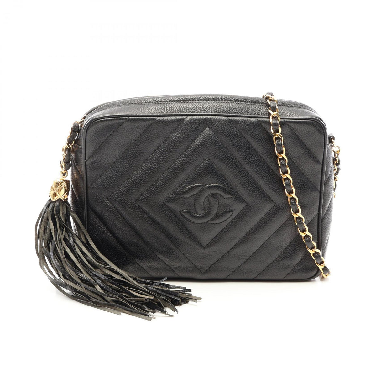 CHANEL Caviar Skin Diamond Shoulder Bag