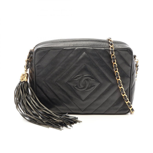CHANEL Caviar Skin Diamond Shoulder Bag