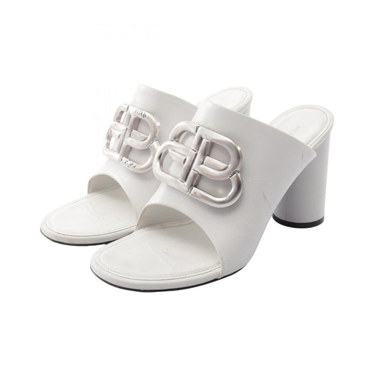 BALENCIAGA BB BB Logo Leather Sandals White Size 36