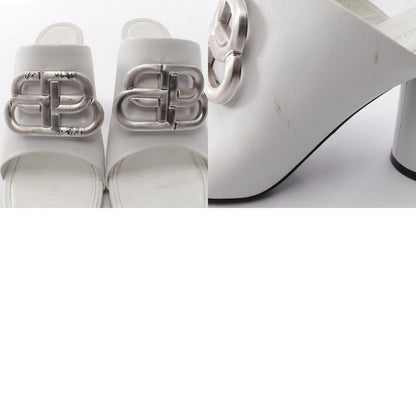 BALENCIAGA BB BB Logo Leather Sandals White Size 36