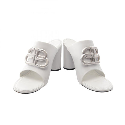 BALENCIAGA BB BB Logo Leather Sandals White Size 36