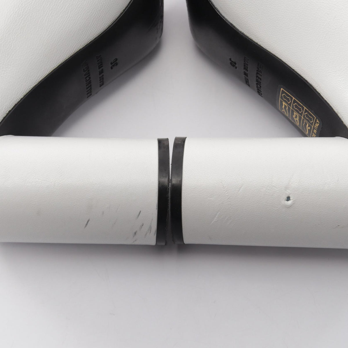 BALENCIAGA BB BB Logo Leather Sandals White Size 36