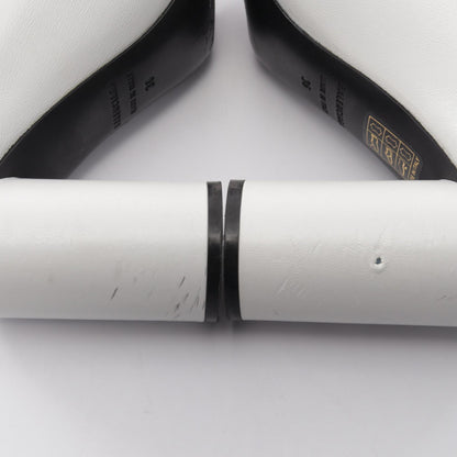 BALENCIAGA BB BB Logo Leather Sandals White Size 36