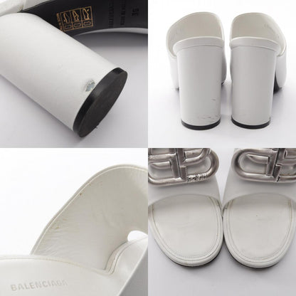 BALENCIAGA BB BB Logo Leather Sandals White Size 36