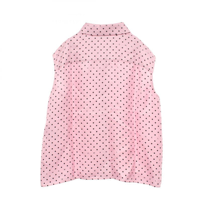 CHANEL Coco Mark Dot Sleeveless Silk Blouse Size 36