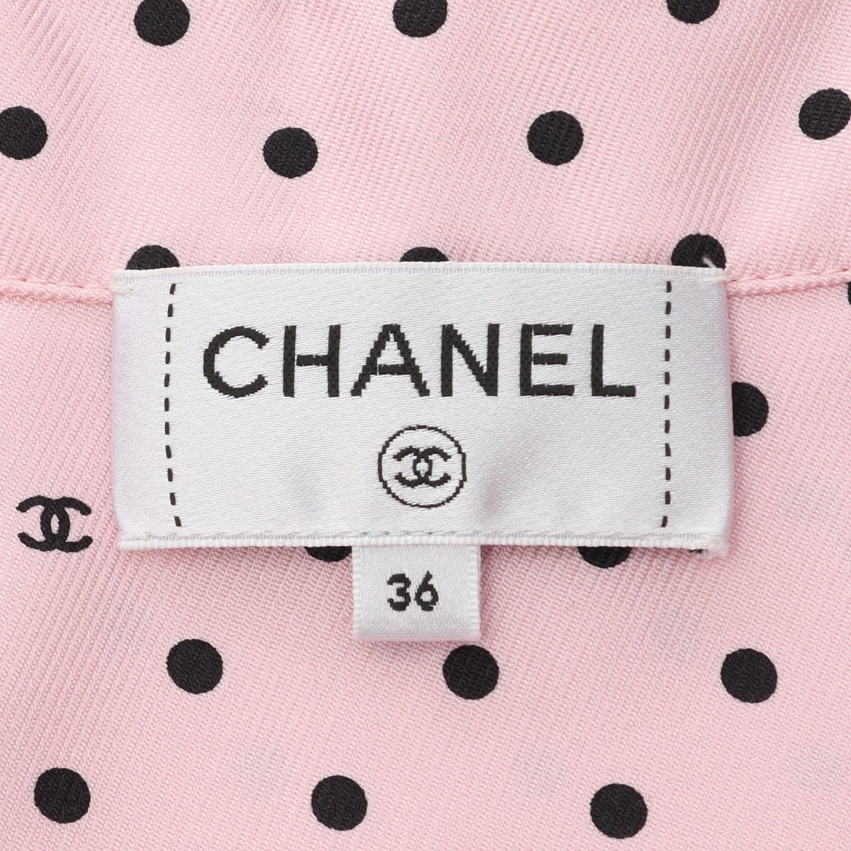 CHANEL Coco Mark Dot Sleeveless Silk Blouse Size 36