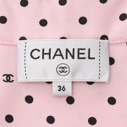 CHANEL Coco Mark Dot Sleeveless Silk Blouse Size 36