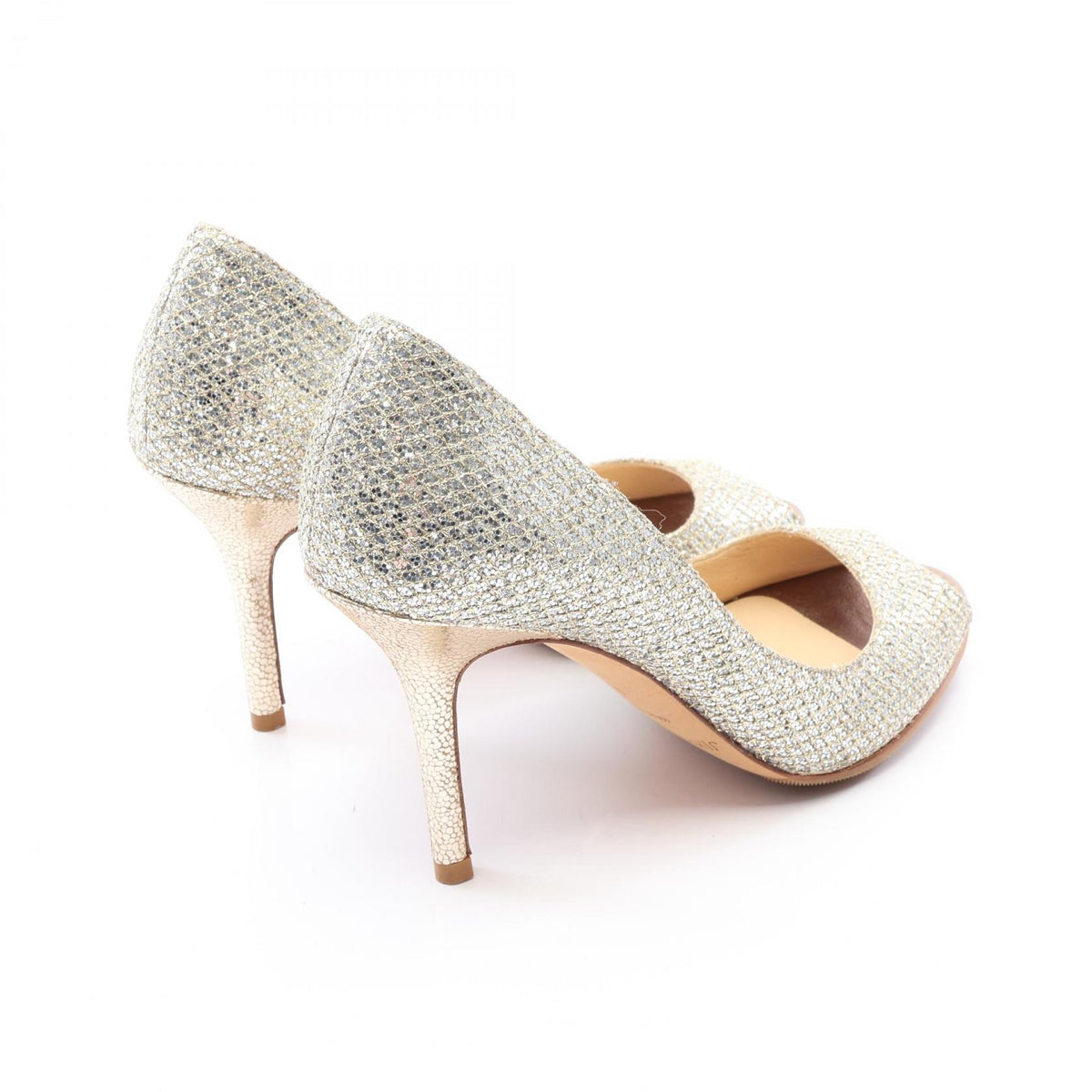 JIMMY CHOO Open Toe Pumps Gold Glitter Size 36