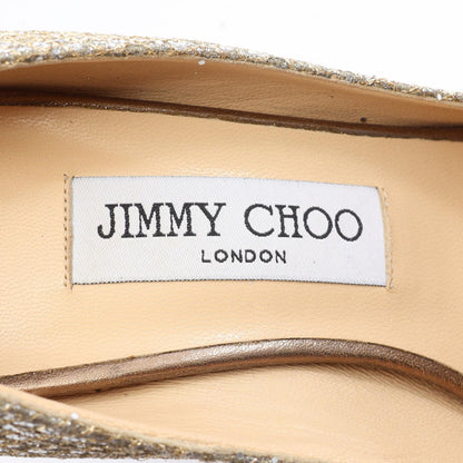 JIMMY CHOO Open Toe Pumps Gold Glitter Size 36
