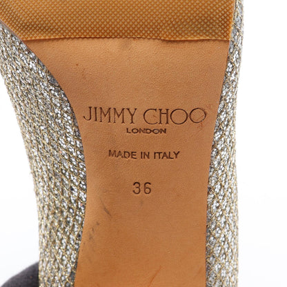 JIMMY CHOO Open Toe Pumps Gold Glitter Size 36