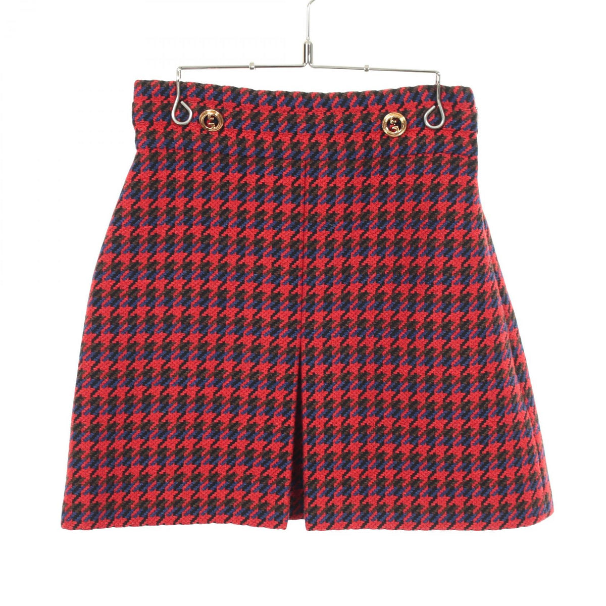 GUCCI Double G Button Houndstooth Skirt Wool Size 36