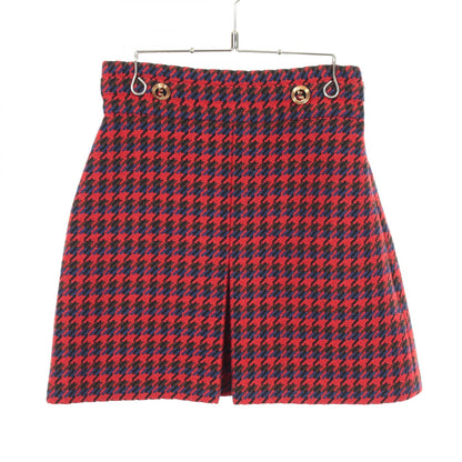 GUCCI Double G Button Houndstooth Skirt Wool Size 36