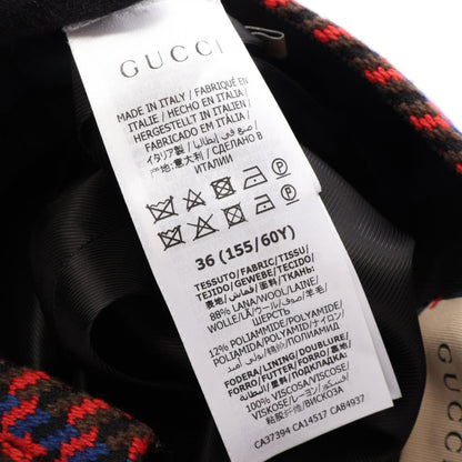 GUCCI Double G Button Houndstooth Skirt Wool Size 36