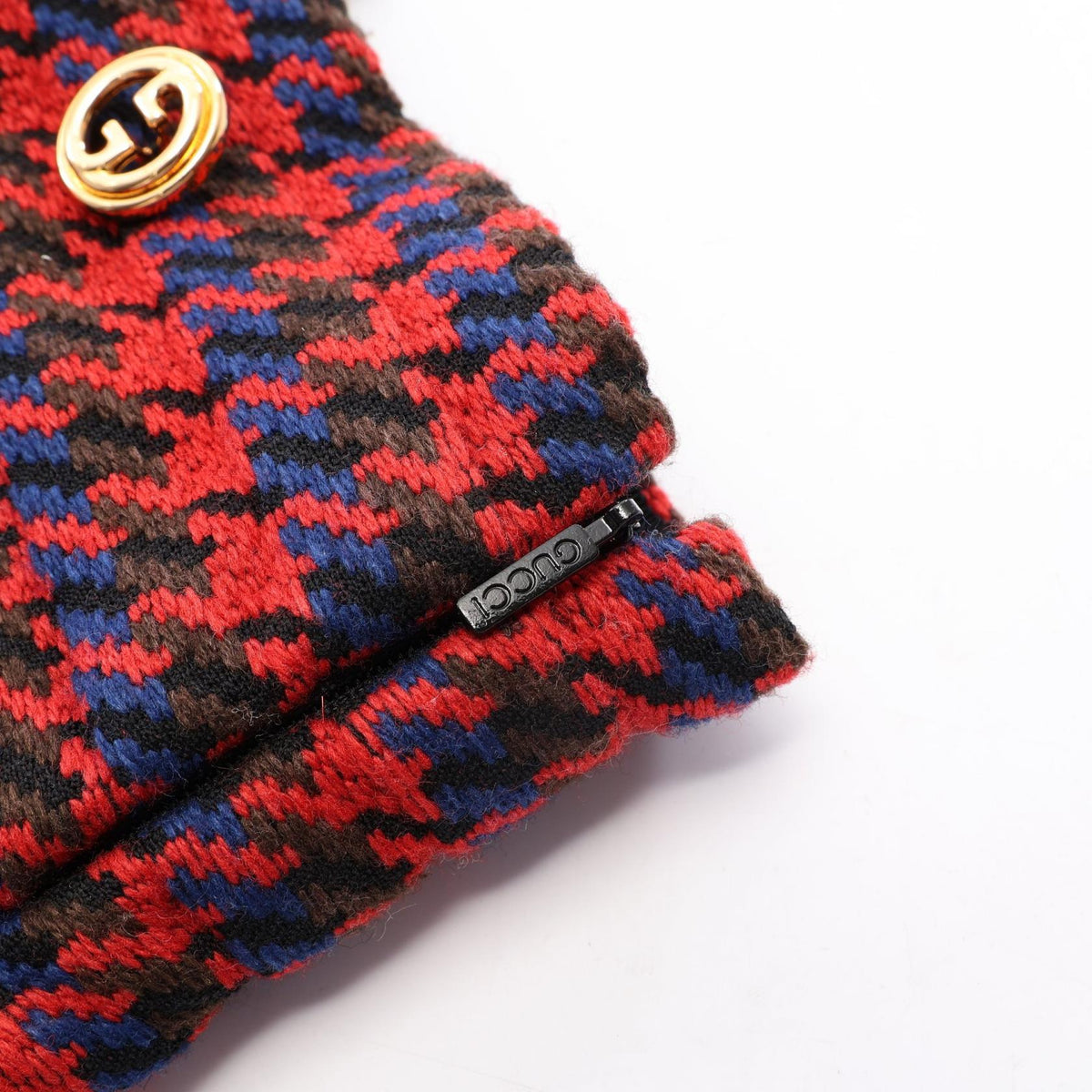 GUCCI Double G Button Houndstooth Skirt Wool Size 36