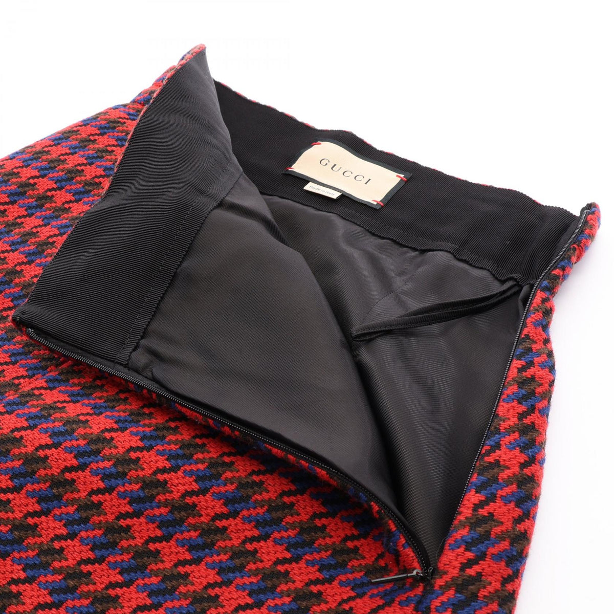 GUCCI Double G Button Houndstooth Skirt Wool Size 36