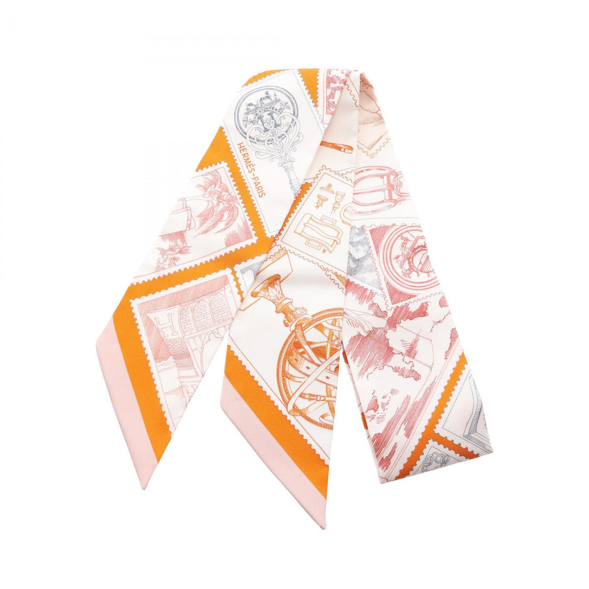 HERMES Twilly LE PHILATELISTE Scarf White