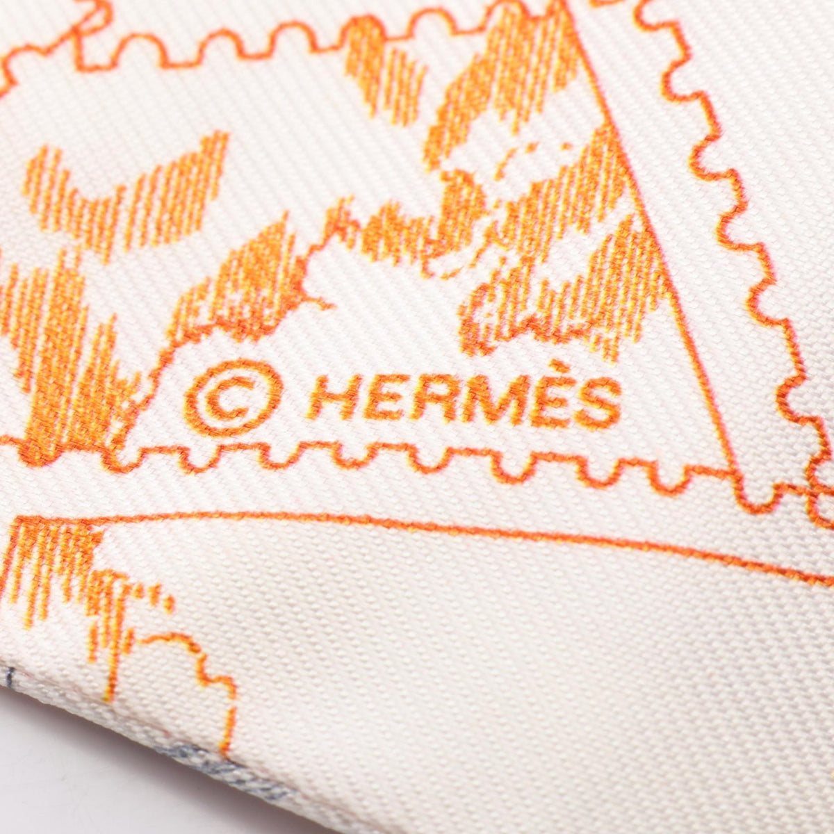 HERMES Twilly LE PHILATELISTE Scarf White