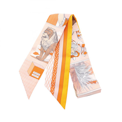 HERMES Silk Twilly Grand Pink Multi Scarf