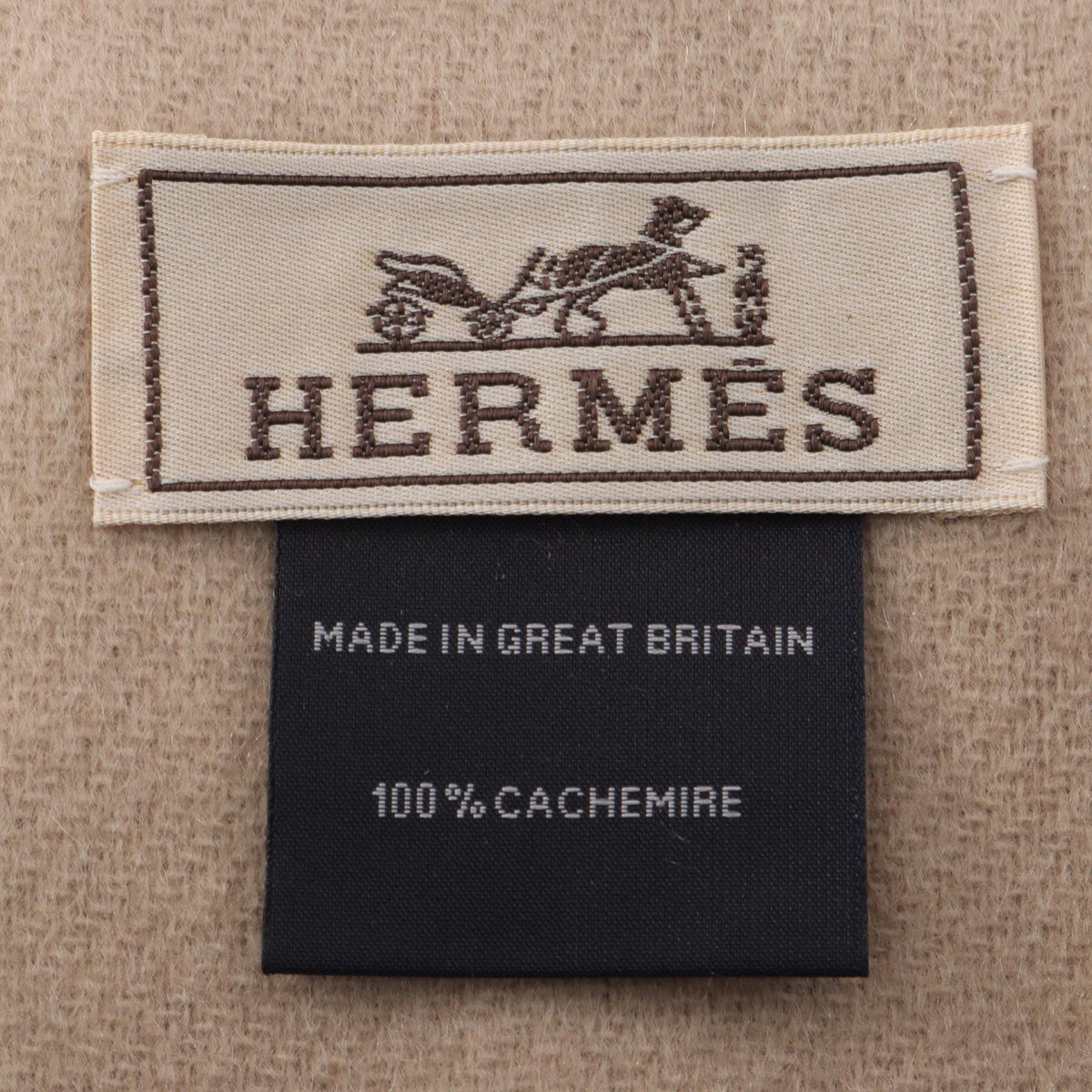HERMES Recto Verso Cashmere Scarf Beige