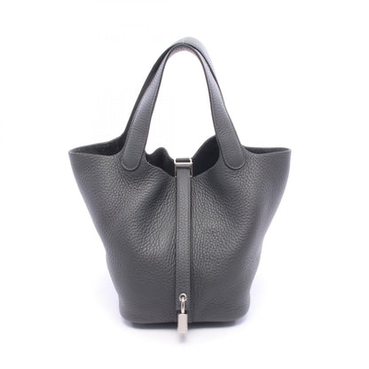HERMES Picotin Lock PM Gray Leather Bag