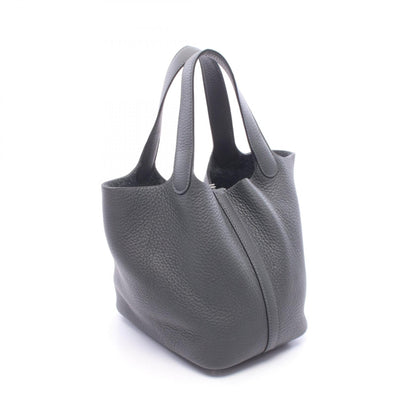 HERMES Picotin Lock PM Gray Leather Bag