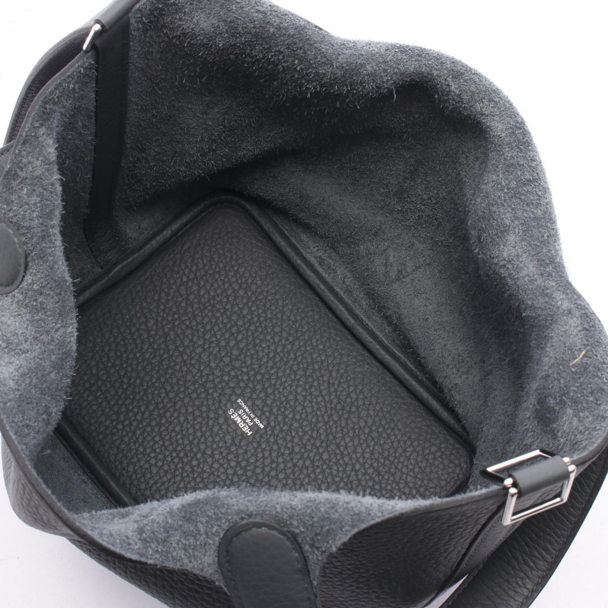 HERMES Picotin Lock PM Gray Leather Bag