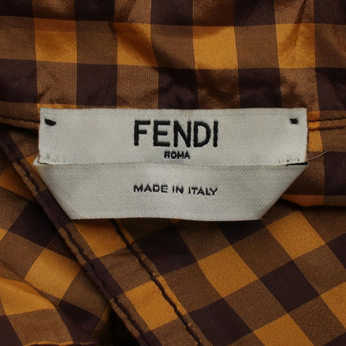 FENDI Gingham Check Silk Jumpsuit Orange Brown Size 36