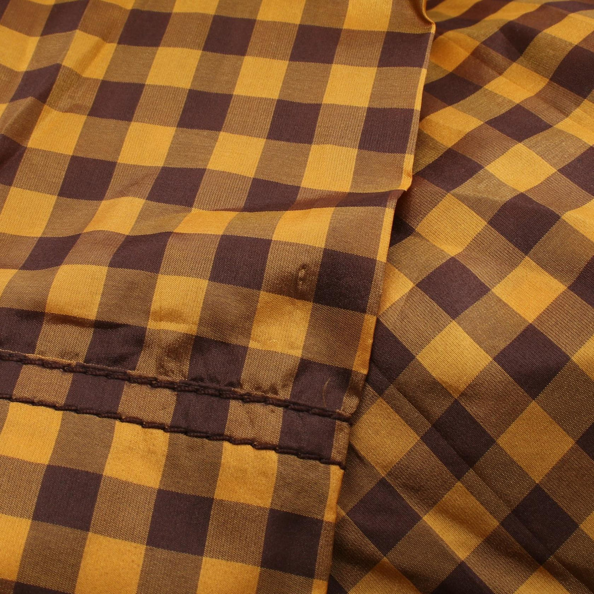FENDI Gingham Check Silk Jumpsuit Orange Brown Size 36