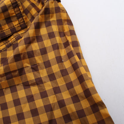 FENDI Gingham Check Silk Jumpsuit Orange Brown Size 36