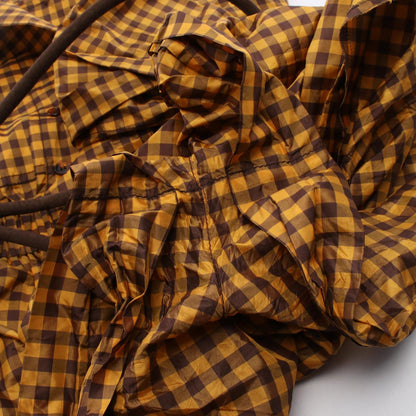 FENDI Gingham Check Silk Jumpsuit Orange Brown Size 36