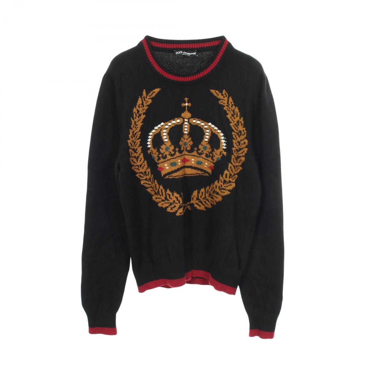 DOLCE & GABBANA KING Crown Cashmere Sweater Black Size 48