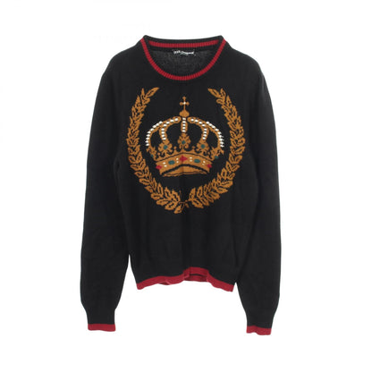 DOLCE & GABBANA KING Crown Cashmere Sweater Black Size 48