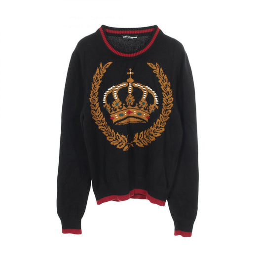 DOLCE & GABBANA KING Crown Cashmere Sweater Black Size 48
